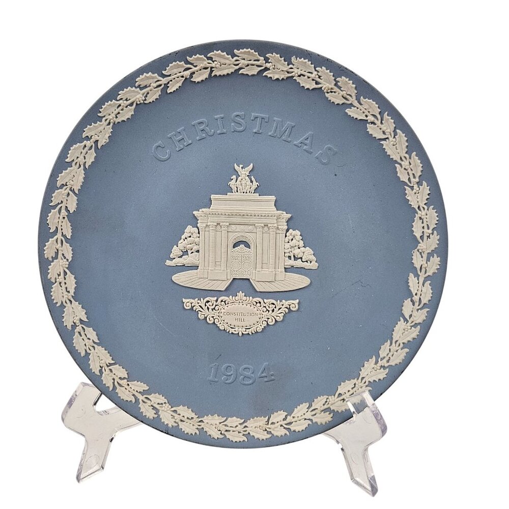 Vintage Wedgwood Collector Plate Constitution Hill 84 Christmas Blue Jasperware